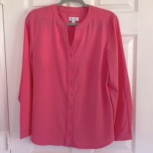 Pink long sleeve blouse, d&co, size M